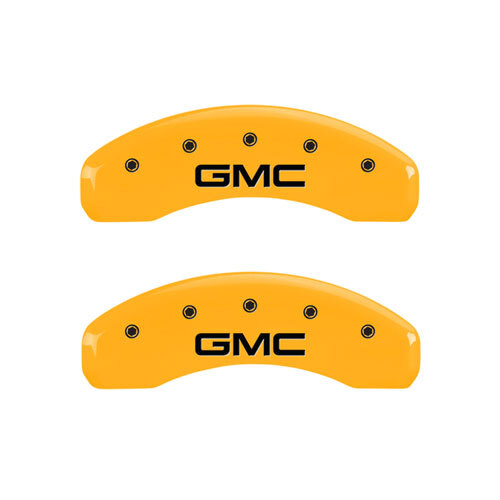 2015-2020 "GMC" Yukon / XL 1500 Front +Rear Yellow MGP Brake Disc Caliper Covers - Picture 3 of 10
