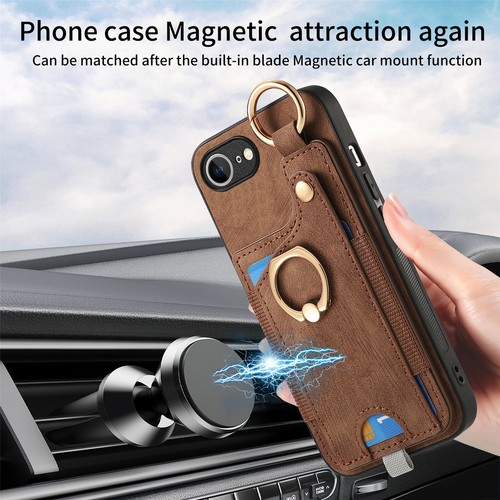 Ring Kickstand PU Leather Shockproof Rugged Wallet Phone Case For iPhone 16e NEW - Picture 49 of 74