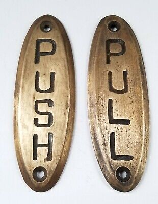 Buy PUSH Sign And PULL Sign Door Sign Bell Store Art Deco Solid Brass 4 #F10