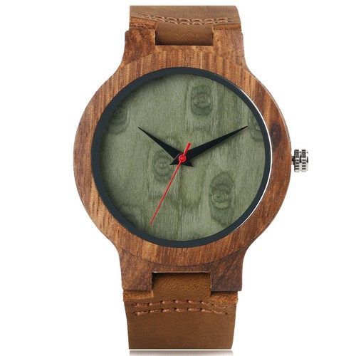 Wooden Wrist Watch Genuine Leather Bracelet Band Quartz Men Women Xmas Gift - Picture 5 of 12