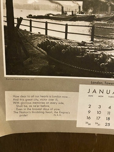 Vintage Raphael Tuck & Sons Ewing Galloway 12 Month Wall Calendar England - 1944 - Picture 2 of 9