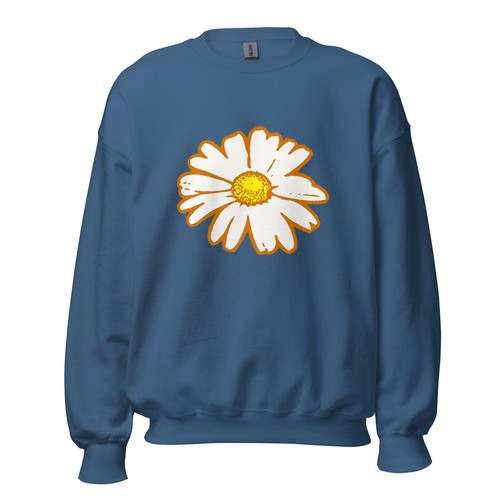 White Daisy Unisex Sweatshirt, Comfortable, Cozy Trendy Floral Apparel Gift Idea - Picture 96 of 158