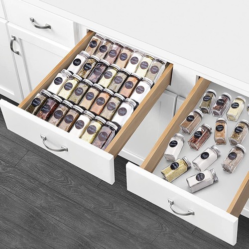 2/4x Gewürzregal Schublade Ausziehbar Organizer Gewürzeinsatz Schublade 4 Ebenen - Bild 3 von 18