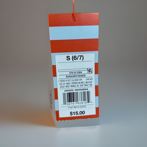 New Cat & Jack Collar Shirt small (6-7) Burgundy cotton long sleeve With Tags - Picture 3 of 3