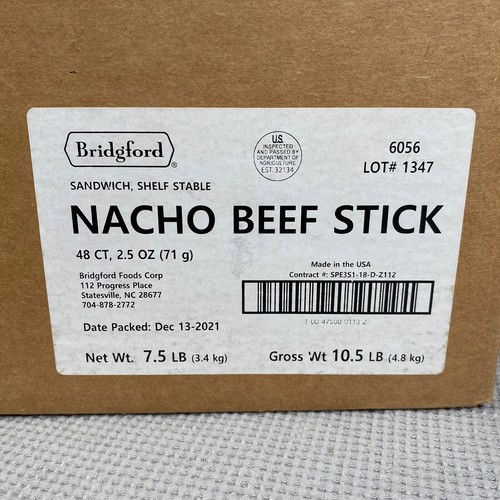 Bridgford MRE Nacho Beef Stick Entree Sandwich, Case of 48, Best By 12/2024 - Picture 2 of 3