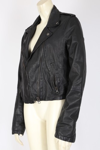 DOMA Black Leather Motorcycle Short Jacket Size 10 Rock - Picture 12 of 22