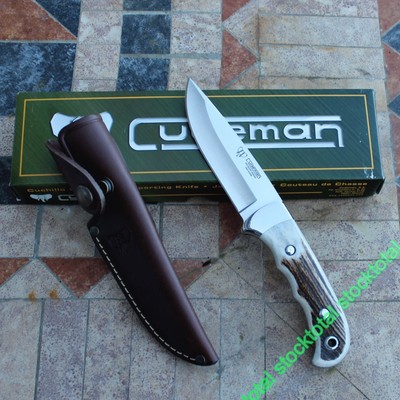 CUCHILLO CUDEMAN MANGO OLIVO SATINADO FUNDA CUERO 147-L