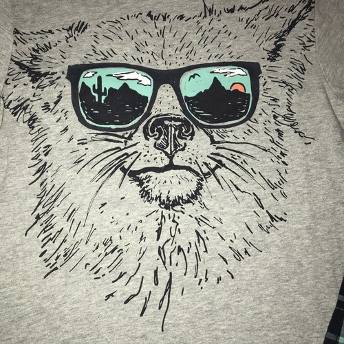 Gymboree Boy Size 5 Desert Day Trip Wolf Grey Tee Outlet Plaid Shorts New - Picture 2 of 5