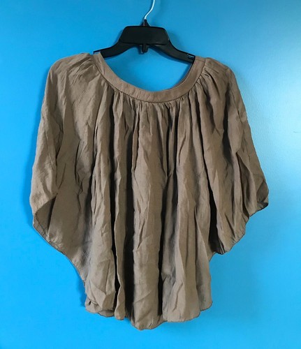 Paper Tee Women's Brown Top Size XS Removable Belt, Loose Flow-y Fit Comfortable - Picture 7 of 11