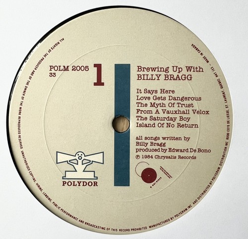 Billy Bragg – Brewing Up With Billy -LP-original 1984+PolyGram +1st Can Press - Picture 3 of 4
