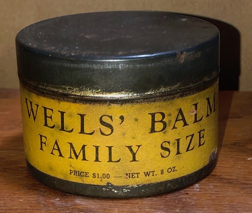 Wells' Balm Salve Jar w Metal Lid 1900s w Product Antique RX DRUGSTORE PHARMACY - Picture 4 of 13