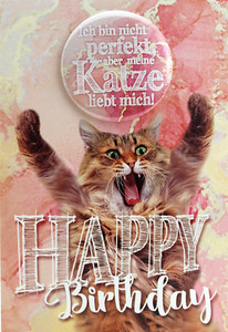 Happy Year Karte mit Ansteckbutton Jahreswechsel Sylvester Neujahr