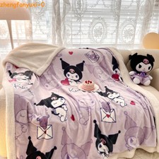 Anime Kuromi Berber Fleece Warm Blanket Cartoon Bedroom Soft Throw Plush Rugs