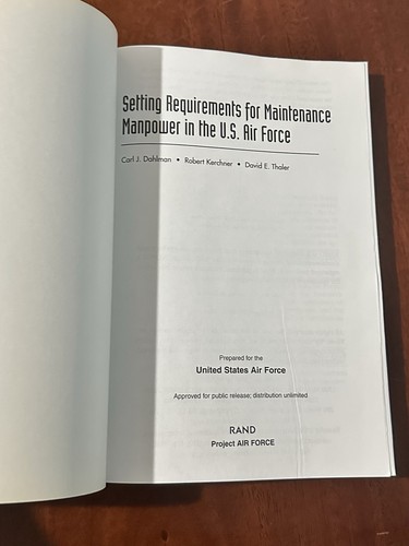 Setting Requirements for Maintenance Manpower US Air Force USAF Rand Dahlman - Imagen 2 de 12
