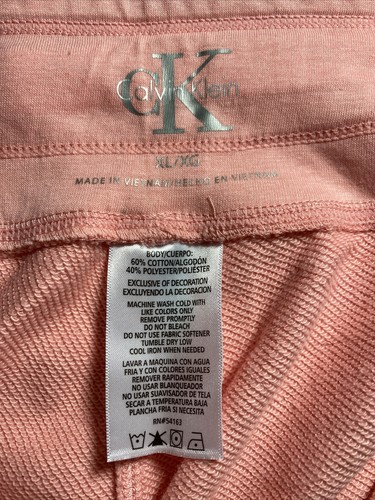 Womens Calvin Klein Logo Lounge Sweatpants Terry Jogger Size XL Pink Drawstring  - Picture 6 of 11