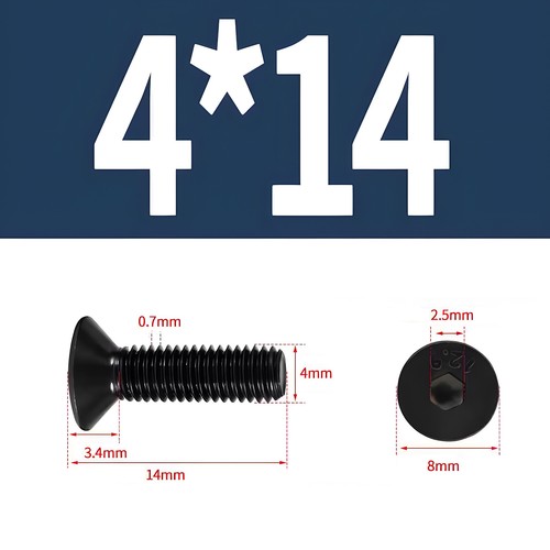 Tornillos avellanados de acero M4 DIN 7991 12.9 negro hexágono interior cabeza avellanada M4x - Imagen 8 de 20