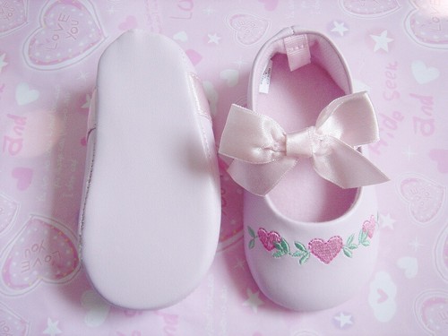 Baby Girl Gorgeous Floral Heart Ballerina Bow Shoes 6-12 months Size 4 - Bild 4 von 7