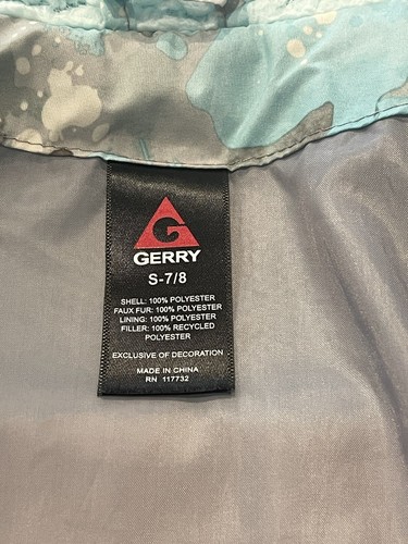 Gerry Girl’s Long Sleeve Aqua/ Gray Sherpa Full Zipper Puffer Jacket Size: S 7/8 - Picture 8 of 10