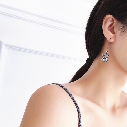 Crystal Bow Dangle Drop Earrings for Women, Elegant Bow Earrings,Jewelry Gifts - Foto 6 di 6