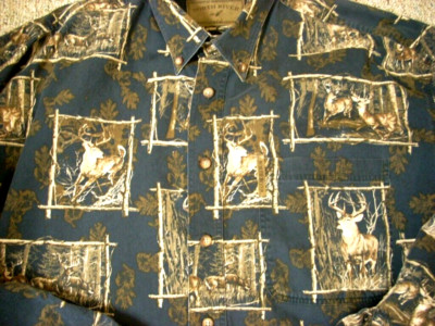NORTH RIVER OUTFITTERS MENS DEER BUCK LONG SLEEVE SHIRT BUTTON UP 100% COTTON XL