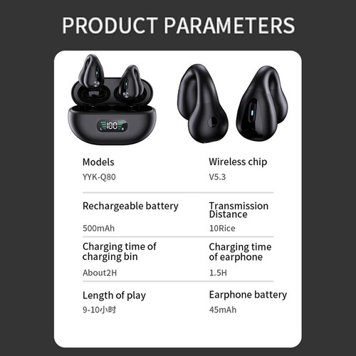 Auriculares inalámbricos Bluetooth 5.3 con clip para orejas y auriculares deportivos - Imagen 7 de 14