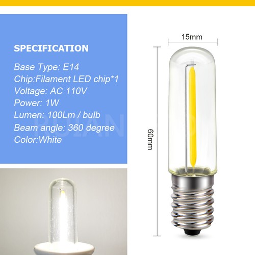 Ruiandsion E14 led bulb 110V 220V ceiling fan wall lamp pendant refrigerator 1W - Picture 7 of 10