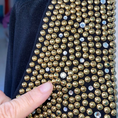 Cache Jacket Vintage Womens Size Medium Black Crystal Dome Studded Long Sleeve - Picture 5 of 9