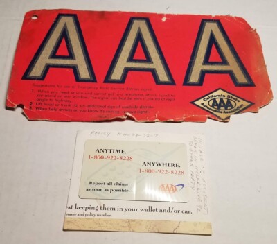 AAA Automobile Club Signal Card and insurance card to break half in an ...