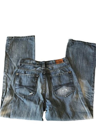 Express Jeans Men 32x30.5 Blue Denim Pants Blake Loose Fit Boot Cut Grunge - Picture 7 of 10