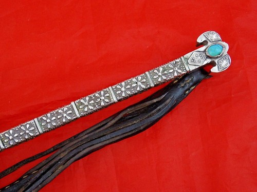 FINE ANTIQUE SILVER / TURQUOISE HORSE WHIP KAZAKHSTAN Kazakh Bukhara Turkestan - Picture 5 of 12