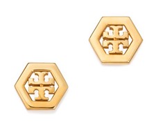 Tory Burch Hex Logo Stud Earrings 16k Gold Plated W Jewelry Pouch Ebay Item 3 Tory Burch Hex Logo 16k Gold Plated Stud Earrings Nwt
