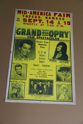 LEROY VAN DYKE - WANDA JACKSON COLORCRAFT POSTER VINTAGE ORIGINAL - Picture 1 of 3