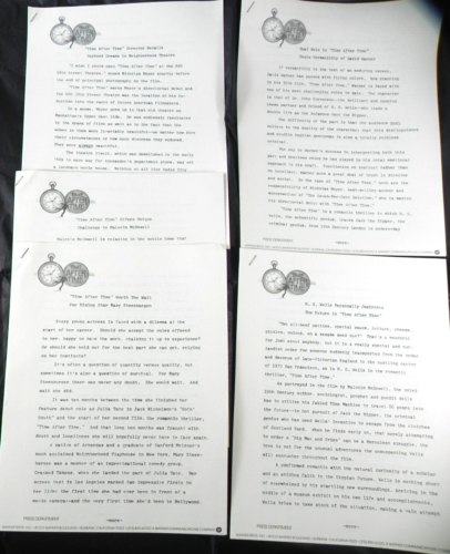 1979 TIME AFTER TIME Original Press Kit incl 9 Photos, Text & Folder - McDowell - Picture 8 of 9