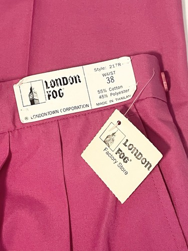London Fog Golfhose Herren 38 Pink Style 217R Plissee Raw Hem NEU NOS Vintage - Bild 2 von 17