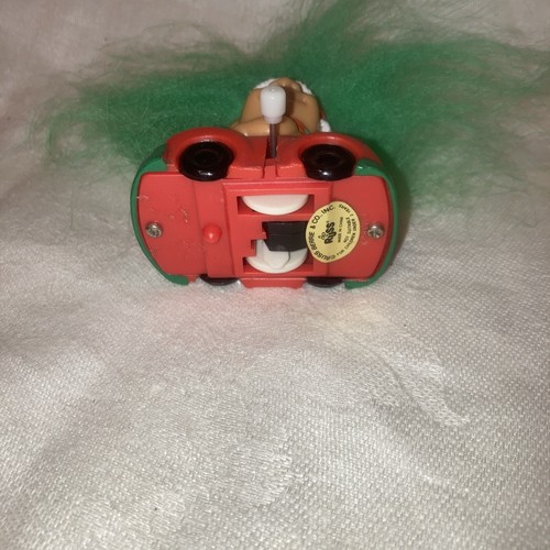 Vintage Russ 1980s Red Hair Troll - Wind Up Christmas Car 2.5" Working L@@k - Picture 2 of 3
