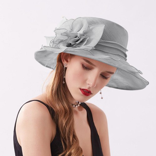 Womens Summer Dress Hat Wide Leaf Flower Bridal No Headache Visor Original - Picture 19 of 24