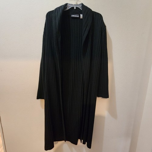 Vintage Sag Harbor Black Longline Cardigan Extra Long Sweater Size L