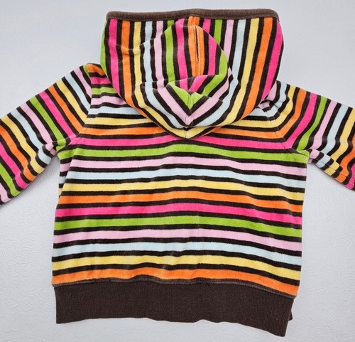 Gymboree Little Girls Size 7 Zip Front Velour Hooded Jacket Stripes 2007 - Picture 2 of 6