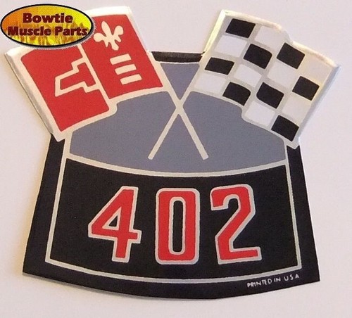70 71 BIG BLOCK CHEVY 402 CROSS FLAGS AIR CLEANER DECAL - 第 1/1 張圖片