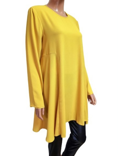 💥SALE💥ZARA TOP SIZE 12 YELLOW LONGER SWING TUNIC LONG SLEEVE COLLARLESS #15 - Picture 8 of 11