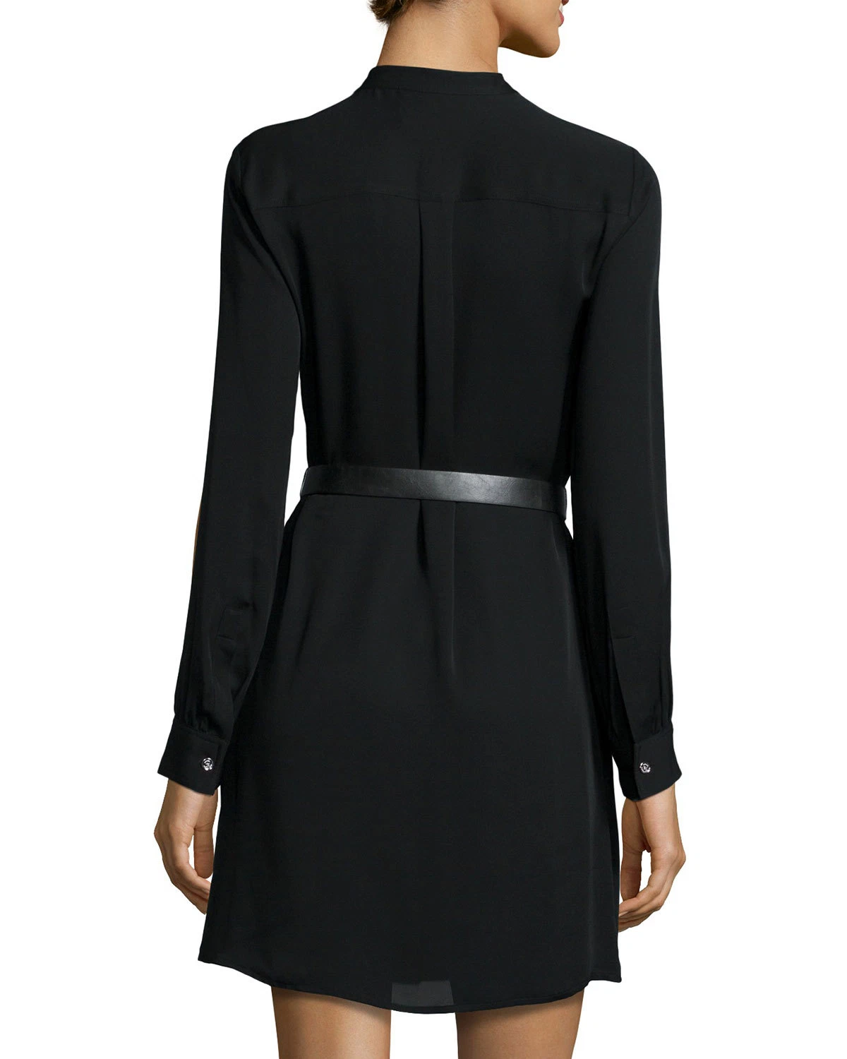 Abito camicia seta Michael Kors $325 blu navy con cintura e toppe tasche taglia 00 nuovo con etichette