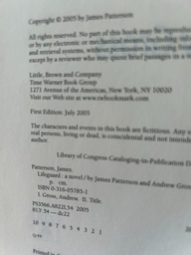 Lifeguard by James  Patterson 2005  Library System Hardcover/Dust Jacket - Picture 4 of 4