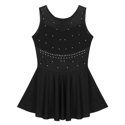 Kids Girls Dress Ballroom Leotards Sleeveless Dresses Workout Leotard Sparkly - Picture 20 of 93