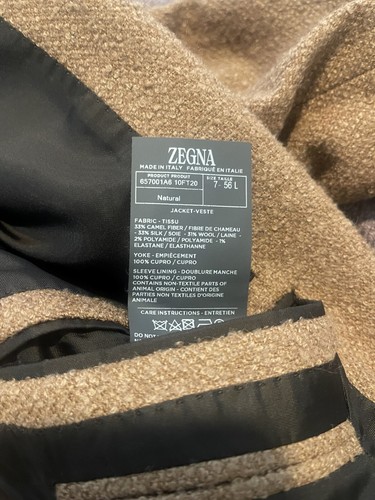 $3,995 NWT Ermenegildo Zegna Natural Camel, Wool, Silk Blend 2 Button Blazer 46L - Picture 7 of 9