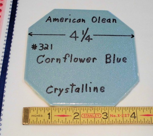 1 pc. Octagon Ceramic Tile 4-1/4" *Cornflower Blue* Crystalline American Olean  - Picture 1 of 12