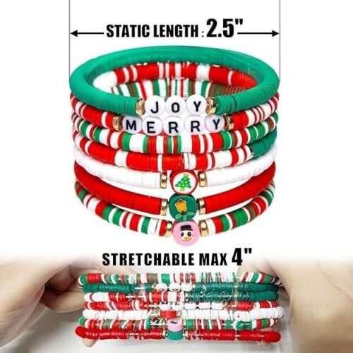 Christmas Bracelet for Women Stackable Stretch Bracelets Christmas Gifts 6PCS - Picture 2 of 6