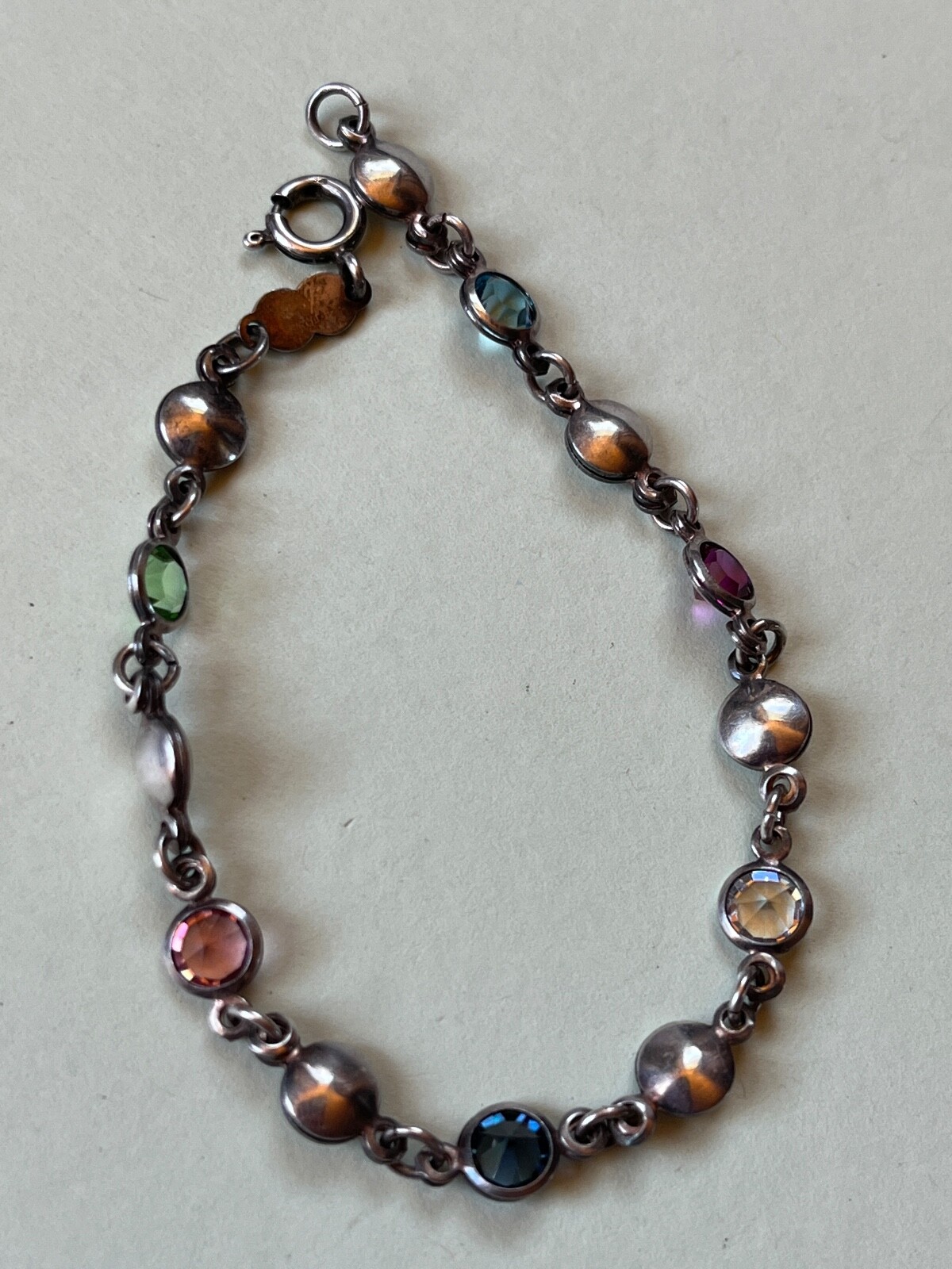 Alternating 925 Marked Silvertone Disks & Colorfu… - image 5
