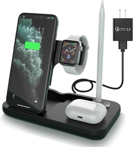 Supporto wireless 4 in 1 15 W adatto a iPhone, Apple Watch, Apple Pencil e Air Pod - Foto 1 di 5