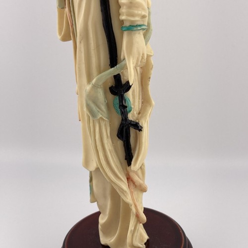 Celluloid Woman Figurine Chinese Antique Wood Base 8.5" - Picture 10 of 12