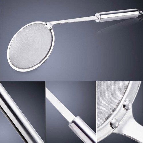 Skimmer Spoon Stainless Steel Straining Fine Mesh Strainer Oil Filter Kitchen - Picture 3 of 10